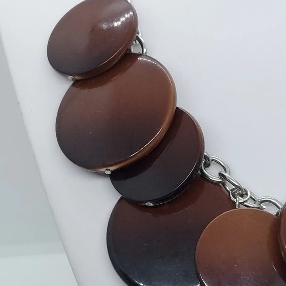 Brown‎ disc's dangle necklace